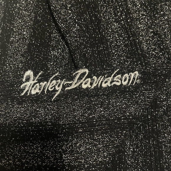 Harley-Davidson Women”s  Black & Silver Metallic LS Stretch Top Blouse Size XL - Picture 8 of 12
